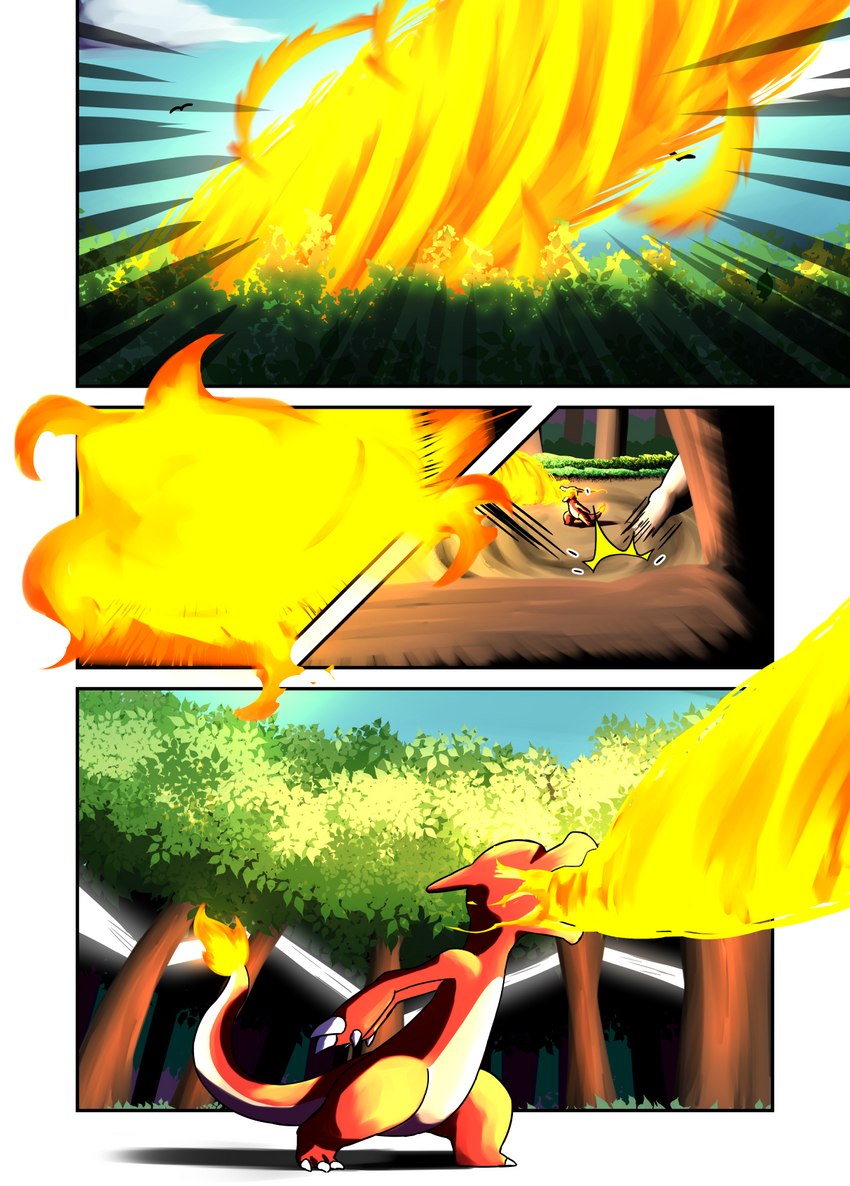 fire forest plant tree darrow0 nintendo pokemon yuel charmeleon generation_1_pokemon generation_2_pokemon pokemon_(species) quilava comic hi_res