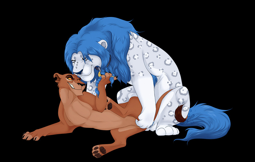 bodily_fluids canon_x_oc duo female feral genital_fluids male male/female simple_background transparent_background malaika4 disney the_lion_king fan_character girrominox zira_(the_lion_king) felid hybrid lion mammal pantherine snow_leopard alpha_channel