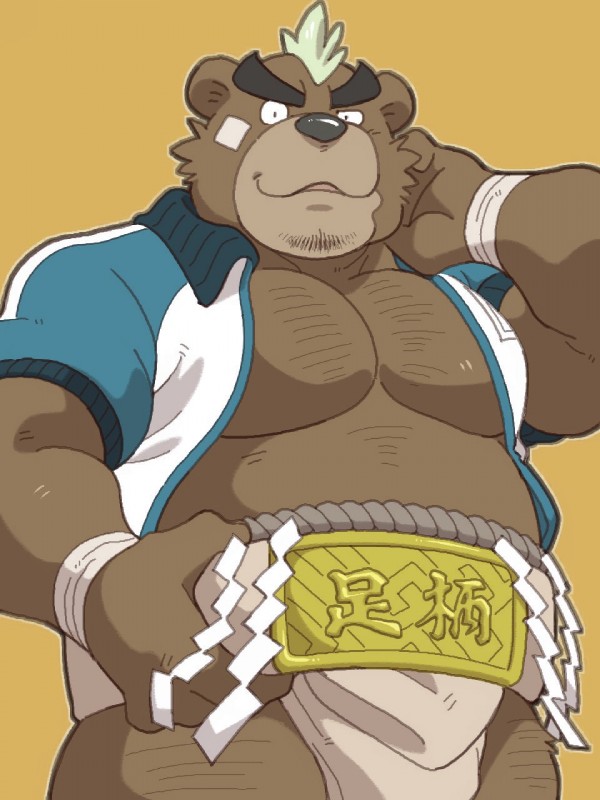 anthro asian_clothing clothing countershading east_asian_clothing fringe_trim japanese_clothing kemono male manly mawashi musclegut muscular muscular_anthro muscular_male sagari simple_background slightly_chubby solo sumo shirako lifewonders tokyo_afterschool_summoners ashigara_(tas) bear brown_bear grizzly_bear mammal ursine 3:4 hi_res