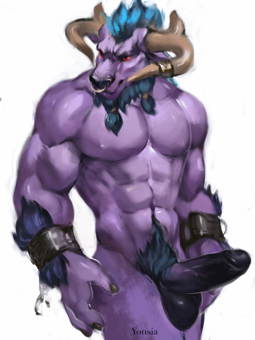 2_horns abs angry anthro areola balls beard belly biceps big_balls big_biceps big_deltoids big_horn big_muscles big_pecs big_penis black_balls black_body black_flesh black_fur black_genitals black_glans black_mane black_nails black_nose black_penis black_text blue_beard blue_body blue_facial_hair blue_fur blue_highlights blue_mane blue_pubes broken_chain broken_restraints chin_tuft closed_frown colored_nails cuff_(restraint) dark_balls dark_beard dark_cuff_(restraint) dark_eyes dark_flesh dark_glans dark_nails dark_nose dark_penis dark_pubes dark_text deltoids erection facial_hair facial_piercing facial_tuft fingers flexing_brachioradialis forearm_muscles front_view fur fur_tuft furrowed_brow genitals glans glare glistening glistening_arms glistening_balls glistening_beard glistening_belly glistening_body glistening_chest glistening_cuff_(restraint) glistening_eyes glistening_face glistening_fingers glistening_fur glistening_genitalia glistening_glans glistening_hands glistening_horn glistening_jewelry glistening_metal glistening_nails glistening_nipples glistening_nose glistening_nose_piercing glistening_nose_ring glistening_penis glistening_piercing glistening_ring gold_(metal) gold_jewelry gold_nose_piercing gold_nose_ring gold_piercing gold_ring gradient_penis head_horn head_tuft highlights_(coloring) horn horn_jewelry horn_ring huge_deltoids huge_muscles humanoid_genitalia humanoid_hands humanoid_penis jewelry jewelry_only latissimus_dorsi legs_together light light_areola light_arms light_belly light_body light_chest light_face light_fingers light_flesh light_fur light_hands light_horn light_jewelry light_legs light_mane light_neck light_nipples light_nose_piercing light_nose_ring light_piercing light_ring looking_away male male_anthro mane manly mature_anthro mature_male metal monotone_arms monotone_balls monotone_belly monotone_chest monotone_cuff_(restraint) monotone_face monotone_genitals monotone_glans monotone_hands monotone_horn monotone_jewelry monotone_legs monotone_neck monotone_nose_piercing monotone_nose_ring monotone_piercing monotone_pubes monotone_ring mostly_nude_anthro mostly_nude_male multicolored_body multicolored_fur multicolored_mane multicolored_penis muscular muscular_anthro muscular_arms muscular_male nails navel nipples no_sclera nose_piercing nose_ring obliques pecs penis piercing pubes purple_areola purple_arms purple_belly purple_body purple_chest purple_face purple_fingers purple_flesh purple_fur purple_genitals purple_hands purple_legs purple_neck purple_nipples purple_penis red_eyes restraints ring ring_(jewelry) ring_piercing serratus simple_background solo standing tan_horn text thick_penis trapezius triceps tuft two_tone_flesh two_tone_genitals two_tone_mane two_tone_penis v-cut vein veiny_penis white_background white_light wristwear wristwear_only yonsia european_mythology greek_mythology league_of_legends mythology riot_games tencent alistar_(lol) bovid bovine cattle mammal minotaur 2022 3:4 colored digital_media_(artwork) digital_painting_(artwork) hi_res lighting portrait shaded signature three-quarter_portrait