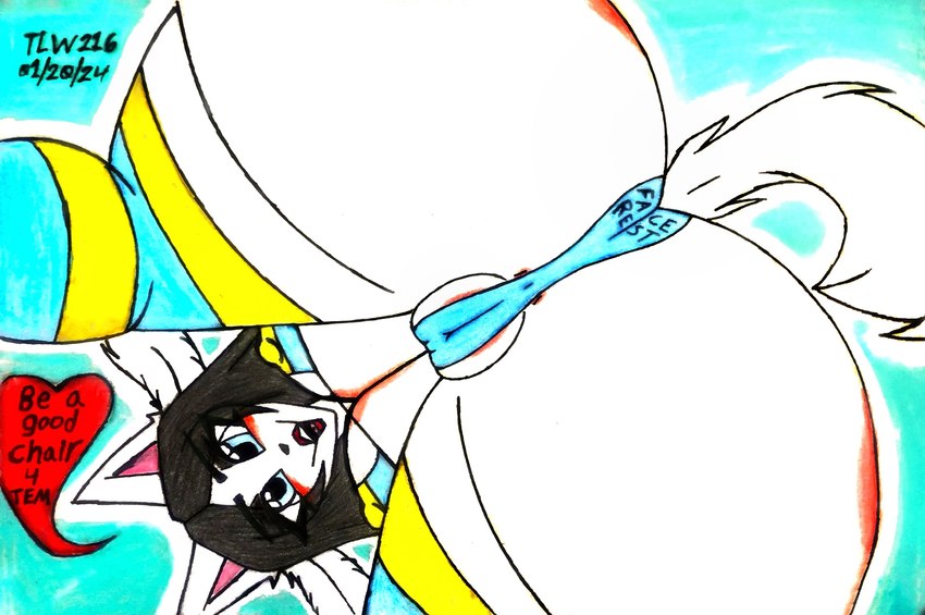 anthro anus anus_blush anus_outline bent_over big_breasts big_butt black_hair blush body_blush breasts butt butt_blush camel_toe clothing crouching erect_nipples female first_person_view fur genitals hair imminent_facesitting legwear looking_at_viewer looking_back looking_down nipples panties presenting presenting_hindquarters pussy pussy_blush solo stockings text text_on_clothing text_on_panties text_on_underwear thick_thighs underwear white_body white_fur wide_hips theloanwanderer216 undertale undertale_(series) temmie_(undertale) canid canine canis felid mammal tem hi_res traditional_media_(artwork)