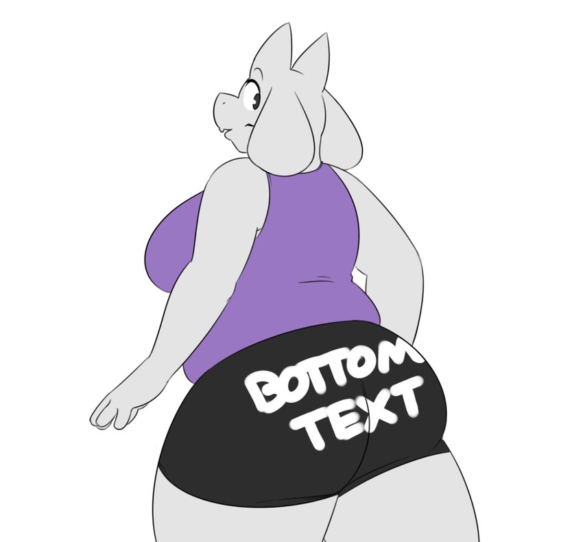 anthro big_breasts big_butt breasts butt clothed clothing female fur horn long_ears solo text white_body white_fur robertge bottom_text_(meme) undertale undertale_(series) toriel boss_monster_(undertale) bovid caprine goat mammal digital_media_(artwork) english_text meme