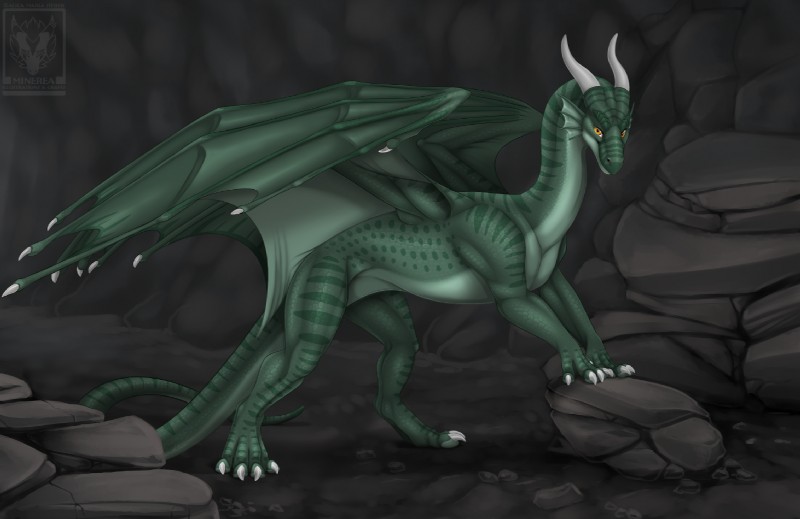 4_toes claws detailed_background feet feral green_body green_scales horn looking_at_viewer male membrane_(anatomy) membranous_wings orange_eyes scales solo standing tail toes wings minerea european_mythology mythology hondra dragon mythological_creature mythological_scalie scalie western_dragon digital_media_(artwork)