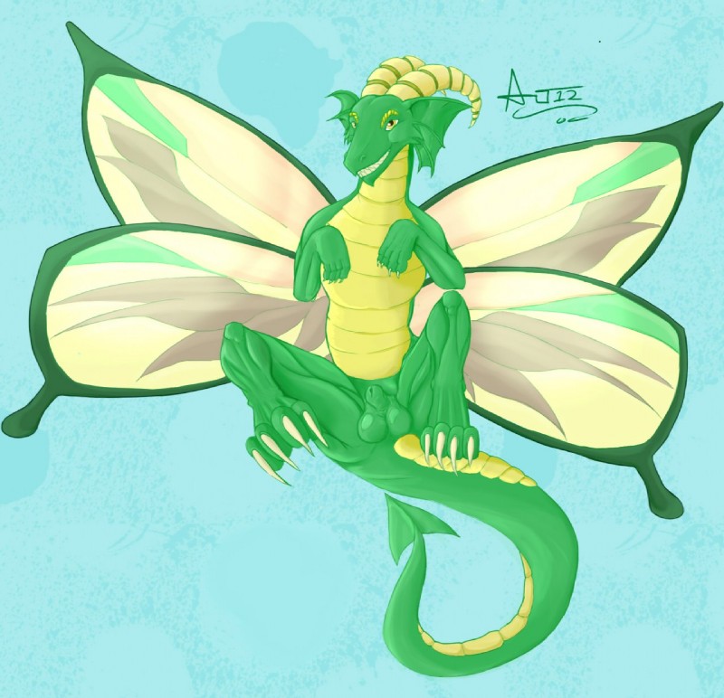 animal_genitalia anthro balls genitals horn insect_wings looking_at_viewer male nude sheath smile solo tail wings ruthredmane mythology dragon hybrid mythological_creature mythological_scalie scalie hi_res