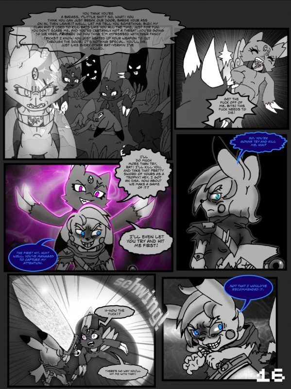 battle damage dialogue fan_comic female garden_of_eden glowing glowing_eyes male melee_weapon profanity semi-anthro sword text violence weapon bluebean nintendo pokemon fan_character generation_1_pokemon generation_2_pokemon generation_4_pokemon mammal pikachu pokemon_(species) rodent sneasel weavile comic english_text greyscale hi_res monochrome unavailable_at_source