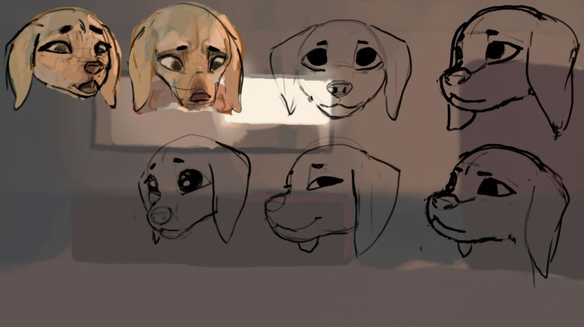 anthro female solo southnorth canid canine canis domestic_dog mammal expression_sheet sketch sketch_page