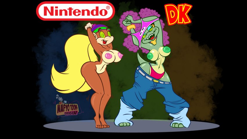 kalypso and tiny kong (donkey kong (series) and etc) created by nafyo-toons