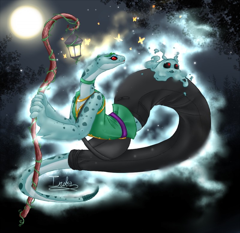 duo female floating night star the13thblackcat neopets ghost ghost_neopet goople hissi_(neopets) neopet_(species) petpet_(neopets) reptile scalie snake spirit