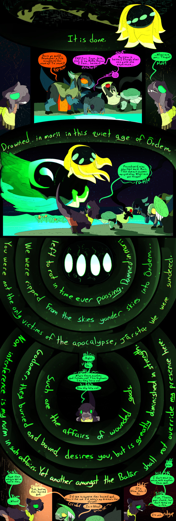 dialogue fantasy female feral lake magic male night text water thepatchedragon dragonscape mythology forl_(thepatchedragon) gila_(thepatchedragon) hiker_(thepatchedragon) jat_(thepatchedragon) lesavira_(thepatchedragon) rara_(thepatchedragon) dinosaur dragon drekir mythological_creature mythological_scalie prehistoric_species reptile saurischian scalie theropod absurd_res comic hi_res