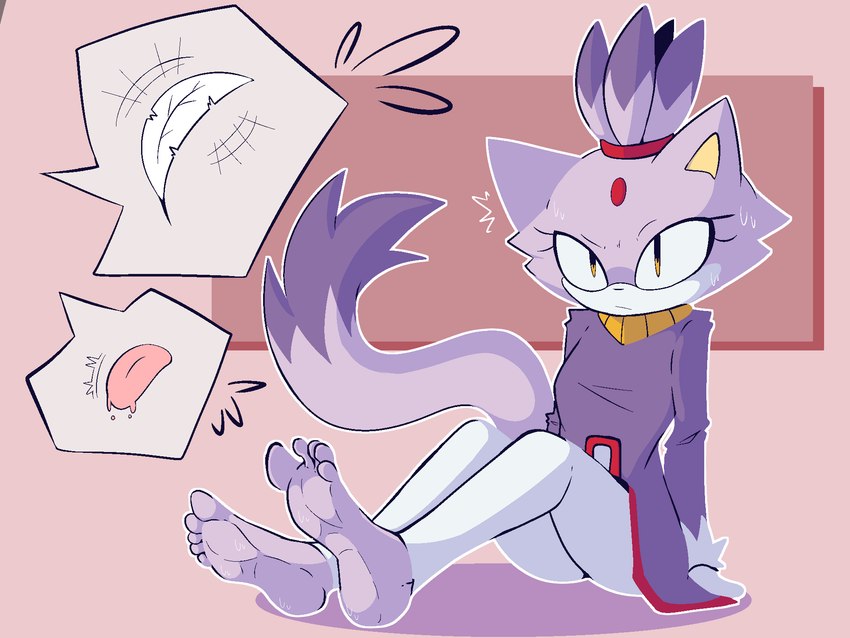 5_toes anthro barefoot clothed clothing feet female foot_fetish foot_focus humanoid_feet plantigrade purple_body soles solo tail toes tongue dunce-leaf sega sonic_the_hedgehog_(series) blaze_the_cat domestic_cat felid feline felis mammal 4:3 hi_res