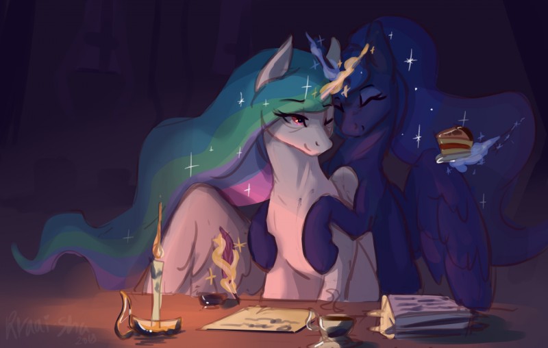 princess celestia and princess luna (friendship is magic and etc) created by kraaisha