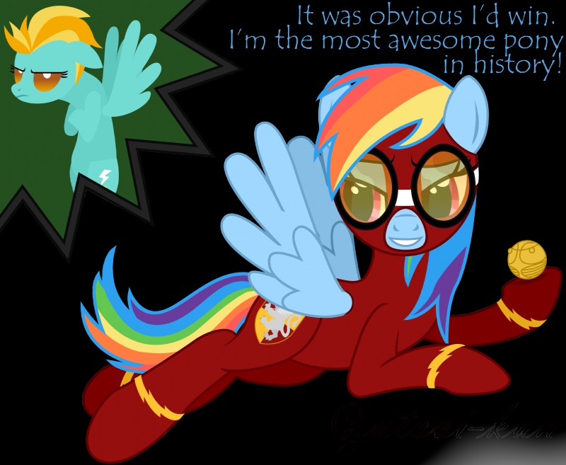 angry dialogue duo eyewear feathered_wings feathers female feral goggles golden_snitch gryffindor quidditch simple_background slytherin text transparent_background wings gutovi-kun friendship_is_magic harry_potter_(series) hasbro my_little_pony mythology lightning_dust_(mlp) rainbow_dash_(mlp) equid equine horse mammal mythological_creature mythological_equine pegasus pony alpha_channel crossover digital_drawing_(artwork) digital_media_(artwork) english_text hi_res