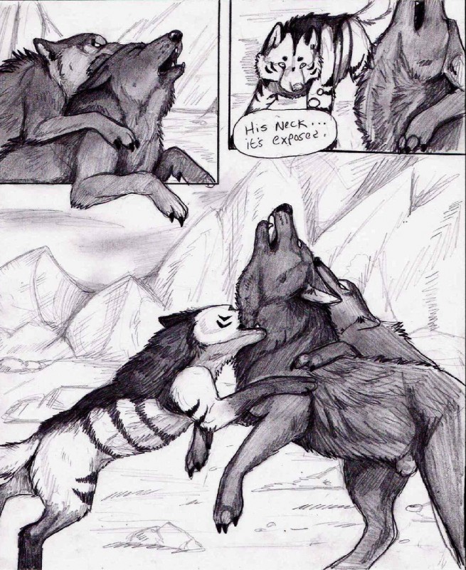 animal_genitalia dialogue digitigrade female feral fully_sheathed genitals group male quadruped sheath tail text natsumewolf rikku wolf's_rain wolf's_rain_next_generation coop_(wrng) lord_darcia_iii natsume_(wrng) oz_(wrng) canid canine canis mammal wolf comic english_text greyscale monochrome