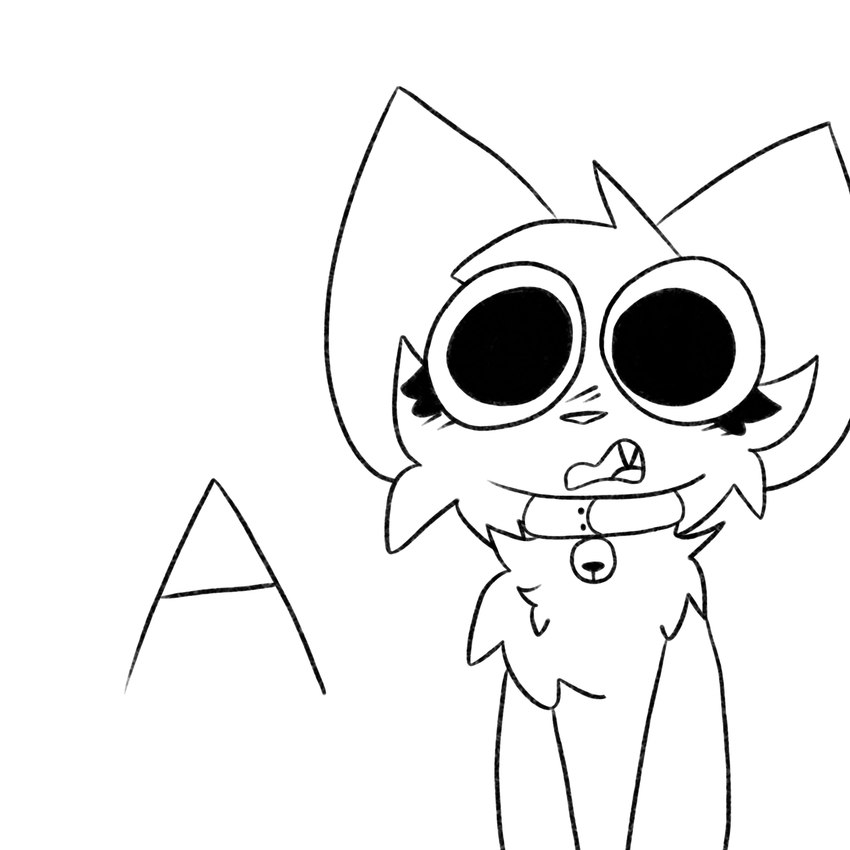 a anthro bell bell_collar cheek_tuft chest_tuft collar facial_tuft fangs female open_mouth solo teeth tuft mirandapaws_(artist) miranda_(mirandapaws) domestic_cat felid feline felis mammal 1:1 digital_media_(artwork) hi_res ibispaint_(artwork) line_art lol_comments meme monochrome sketch