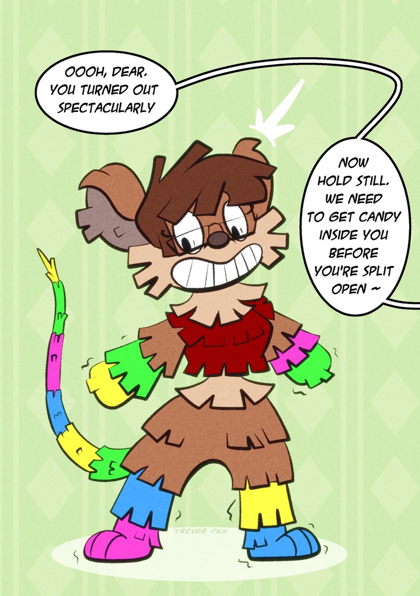 after_transformation dialogue implied_transformation pinata pinata_transformation text transformation trevor-fox animate_inanimate living_pinata mammal mouse murid murine rodent english_text hi_res