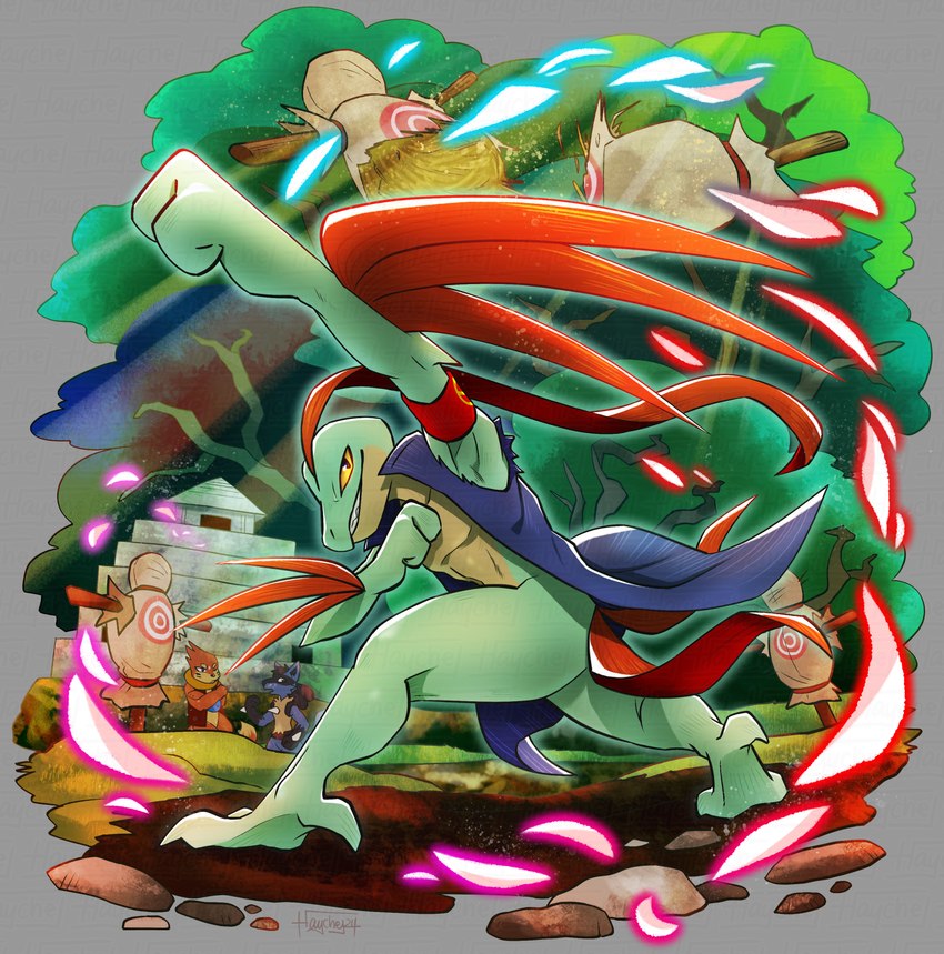 ambiguous_gender anthro armband blue_body blue_fur bottomless clothed clothing dummy fur green_body group leaf leaf_hair leaf_tail multicolored_body orange_body orange_fur plant plant_hair pseudo_hair semi-anthro solo_focus tail torn_clothing tree trio two_tone_body yellow_body haychel nintendo pokemon pokemon_mystery_dungeon spike_chunsoft buizel generation_3_pokemon generation_4_pokemon grovyle lucario pokemon_(species) shiny_pokemon 2024 hi_res