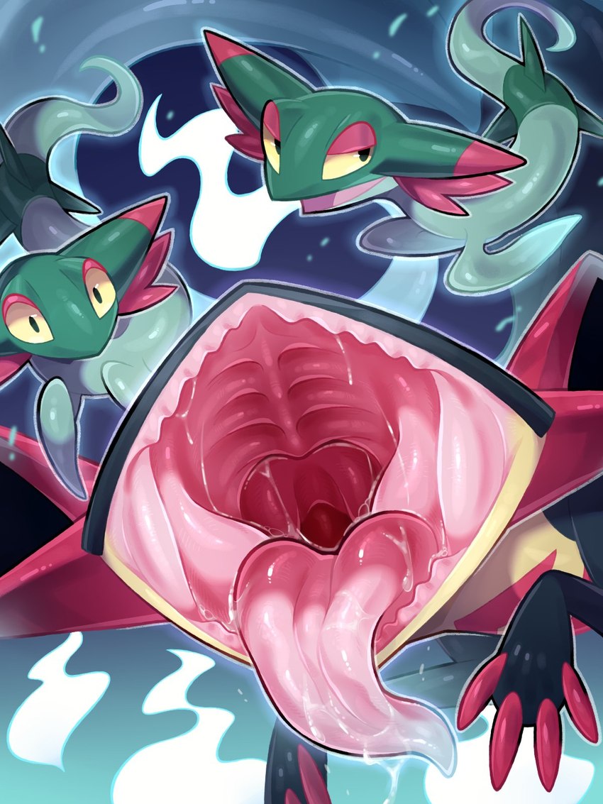 ambiguous_gender bodily_fluids detailed_mouth feral mouth_fetish mouth_shot open_mouth pink_tongue saliva solo tongue tianhua nintendo pokemon dragapult dreepy generation_8_pokemon pokemon_(species) 3:4 hi_res