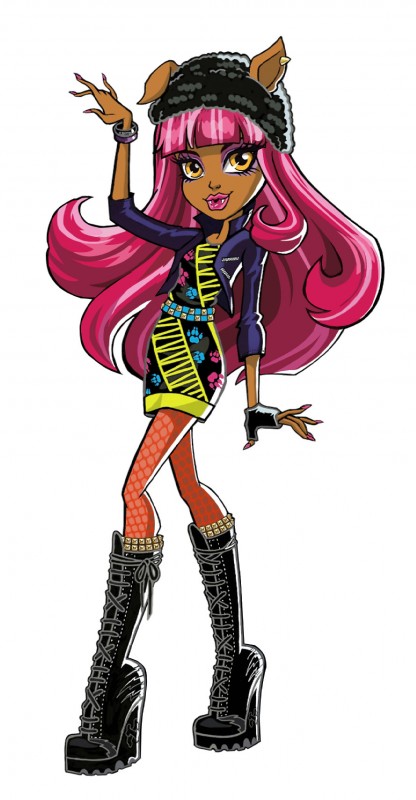 anthro biped boots clothing eyeshadow fangs female fingerless_gloves footwear gloves handwear hat headgear headwear high_heeled_boots high_heels lips looking_at_viewer makeup pink_lips shoes solo teeth wedge_(footwear) yellow_eyes moyschiaffino mattel monster_high mythology howleen_wolf canid canine mammal mythological_canine mythological_creature werecanid werecanine werecreature werewolf hi_res