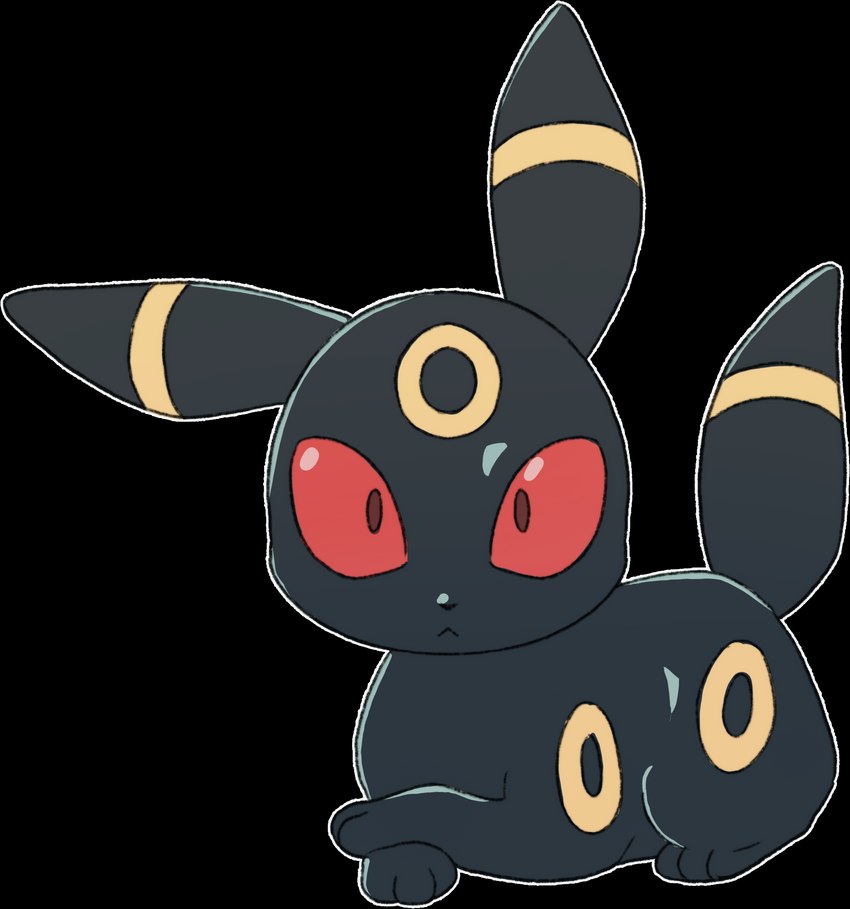 ambiguous_gender black_body black_fur black_nose feral fur looking_at_viewer lying markings on_front paws raised_tail red_eyes simple_background solo tail transparent_background yellow_markings furyraptor23 nintendo pokemon eeveelution generation_2_pokemon pokemon_(species) umbreon alpha_channel hi_res