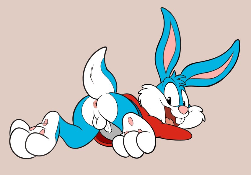 anthro anus balls bottomless butt clothed clothing foreskin genitals humanoid_genitalia humanoid_penis looking_back male penis shota solo young young_anthro magzol tiny_toon_adventures warner_brothers buster_bunny lagomorph leporid mammal rabbit absurd_res hi_res