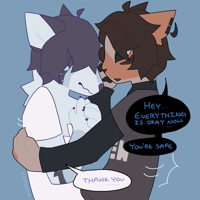 aftercare anthro bodily_fluids brown_body brown_fur comforting consent_themes duo female fur male male/female romantic romantic_couple tears white_body white_fur vinqock callie_(vinqou) reina_(vinqou) canid canine felid feline fox mammal platinum_fox red_fox true_fox 1:1 2023 hi_res trans_(lore) trans_man_(lore) trans_woman_(lore)