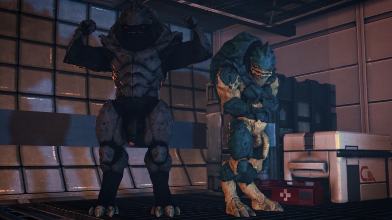 balls big_penis crossed_arms duo flaccid flexing foreskin genitals glans humanoid_genitalia humanoid_penis male muscular partially_retracted_foreskin penis scales rooking bioware electronic_arts mass_effect jextor_(rooking) alien krogan 16:9 3d_(artwork) 4k absurd_res digital_media_(artwork) hi_res widescreen