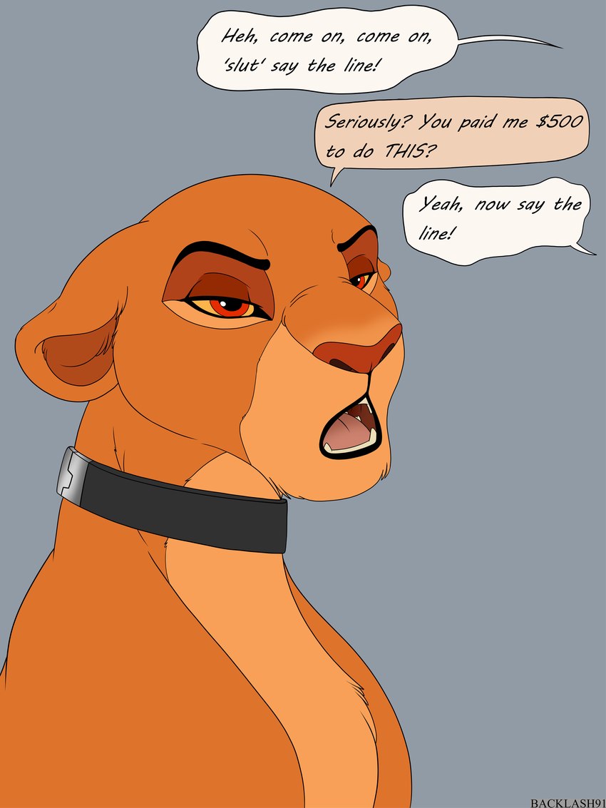 collar dialogue female feral offscreen_character prostitution solo speech_bubble text backlash91 conditional_dnp disney the_lion_king kiara_(the_lion_king) felid lion mammal pantherine 2025 absurd_res english_text hi_res