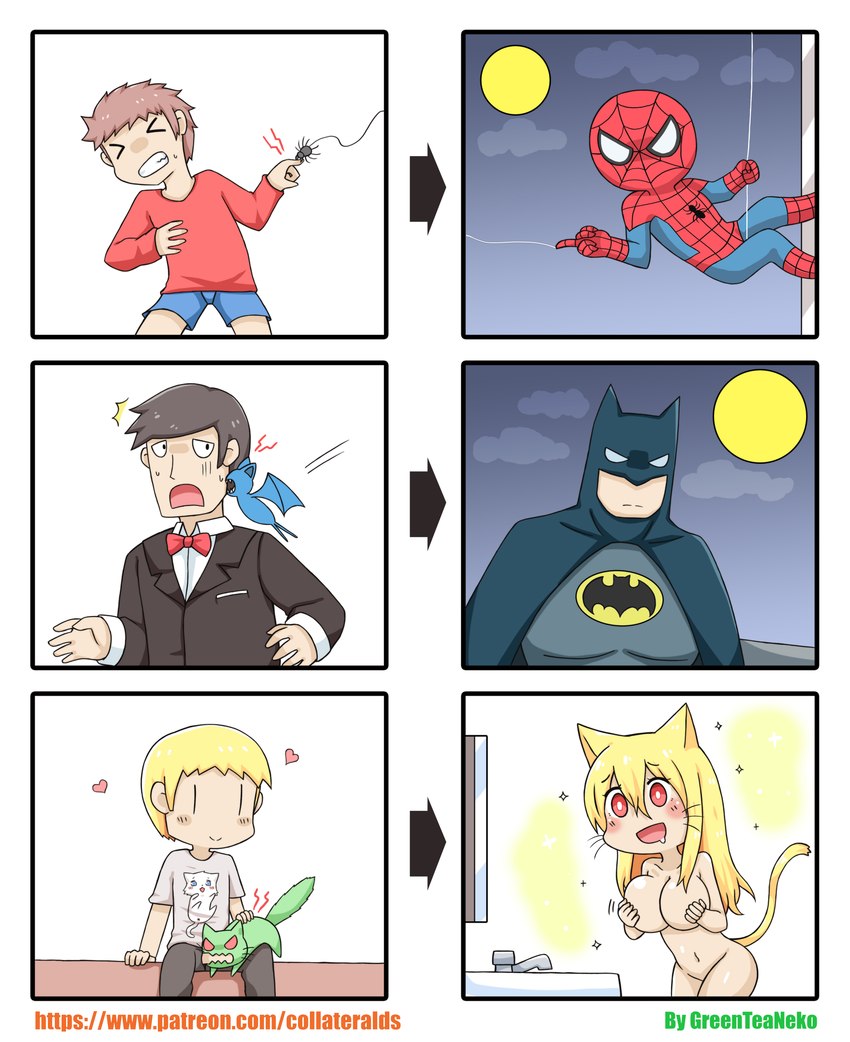 batman and spider-man (spider-man (series) and etc) created by greenteaneko