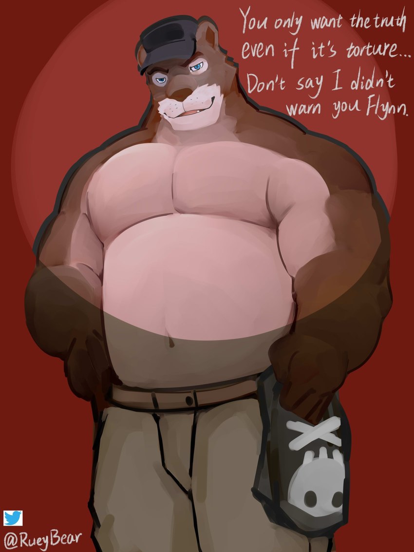 anthro bone clothing dialogue groceries hat headgear headwear male overweight shirt solo text topwear rueybear echo_(game) echo_(series) echo_project sydney_bronson mammal mustelid otter 2022 3:4 digital_media_(artwork) english_text hi_res