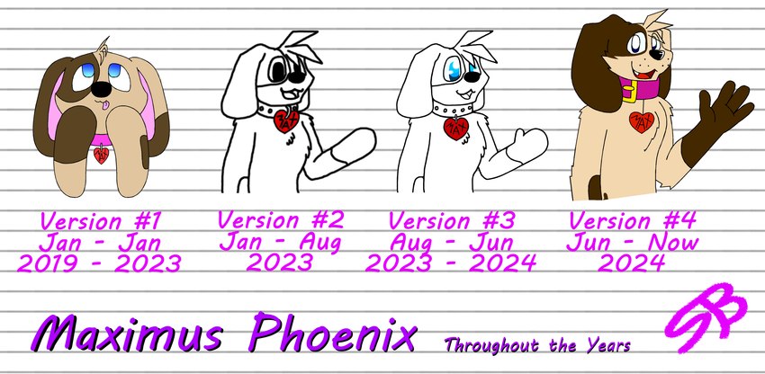 4_fingers anthro big_ears big_nose birthmark blue_eyes brown_body brown_fur buckle buckled_collar chest_tuft collar collar_only cute_fangs fingers forehead_tuft fur gesture gradient_eyes head_tuft heart_birthmark heart_tag male markings mottled mottled_body mottled_fur multicolored_body multicolored_fur nude text tongue tongue_out tuft two_tone_body two_tone_fur version_comparison waving waving_at_viewer waving_hand swift_bristle the_adventures_of_max maximus_phoenix_(the_adventures_of_max) canid canine canis domestic_dog mammal absurd_res english_text hi_res