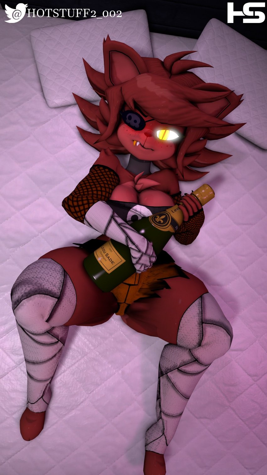 alcohol anthro beverage big_breasts blush bottle breasts champagne chest_tuft cleavage clothed clothing container crossgender eye_patch eyewear female glowing glowing_eyes gold_(metal) gold_tooth legwear machine mtf_crossgender pupils slit_pupils solo thigh_highs tuft yellow_eyes hotstuff five_nights_at_freddy's fredina's_nightclub scottgames foxy_(cally3d) foxy_(fnaf) animatronic canid canine fox mammal robot 2023 3d_(artwork) 9:16 digital_media_(artwork) hi_res