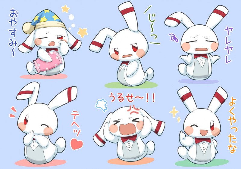 chibi machine multiple_poses pose solo text pemyu robihachi jps-19 lagomorph leporid mammal rabbit robot hi_res japanese_text multiple_images translation_request