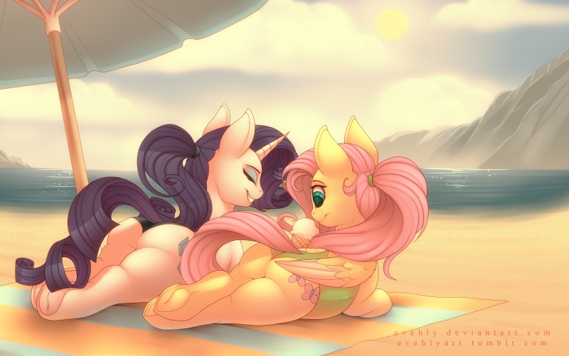 fluttershy and rarity (friendship is magic and etc) created by evehly