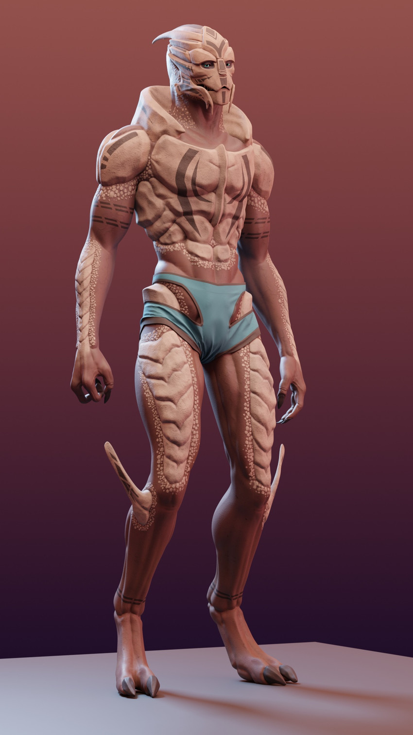 anthro blue_eyes clothing looking_at_viewer male muscular muscular_anthro muscular_male solo standing underwear kagekave bioware electronic_arts mass_effect alien turian 3d_(artwork) 9:16 digital_media_(artwork) hi_res