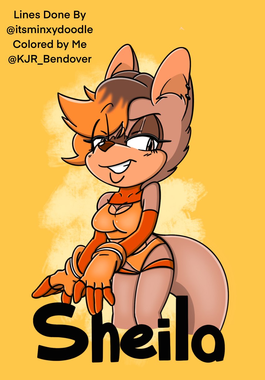 breasts cleavage clothed clothing female half-closed_eyes looking_at_viewer narrowed_eyes smile smiling_at_viewer smirk smirking_at_viewer solo text thick_thighs kjr_whatever minxydoodle sega sonic_the_hedgehog_(series) fan_character kangaroo macropod mammal marsupial colored_sketch english_text hi_res sketch