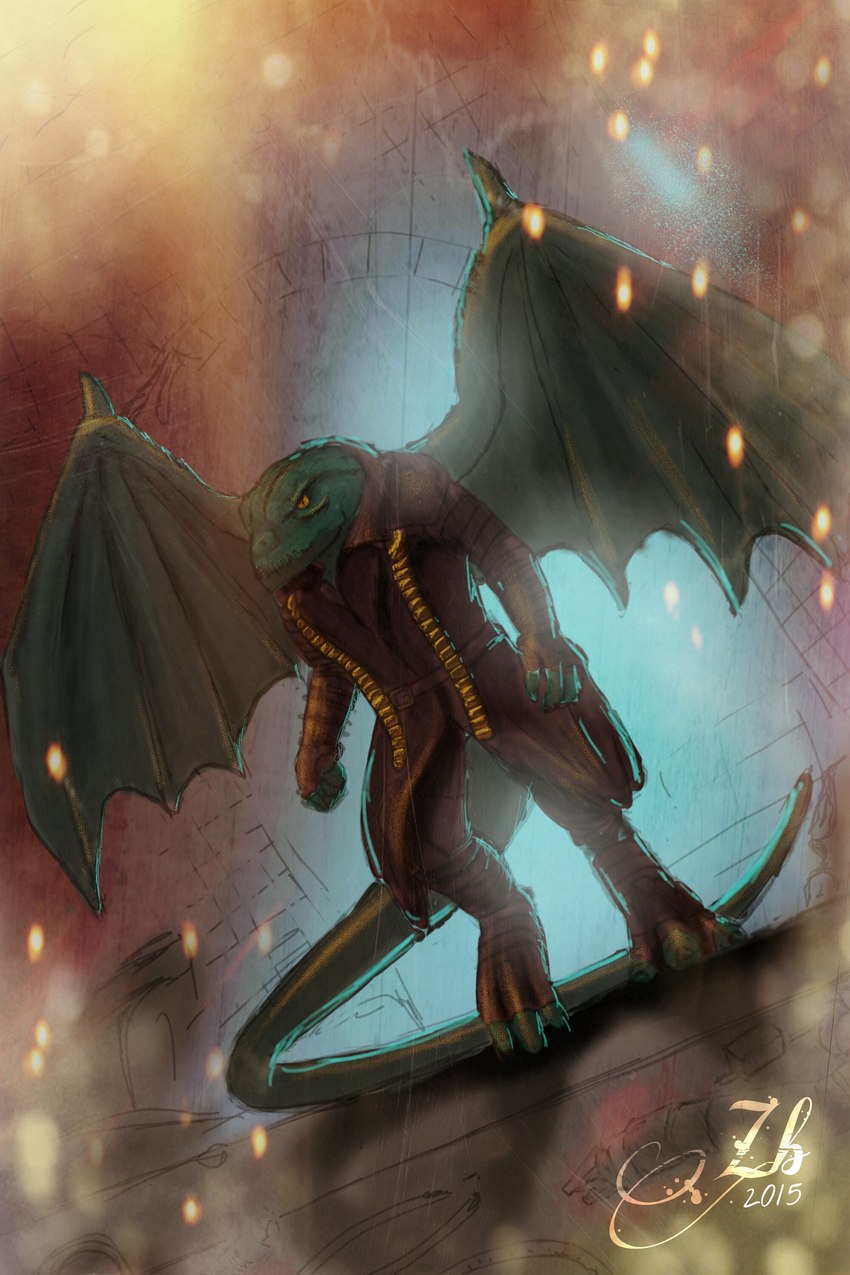 anthro clothed clothing green_body green_scales male scales solo sparks wings zheymross_blu jupiter_ascending tskalikin sargorn scalie 2015 2:3 absurd_res hi_res signature