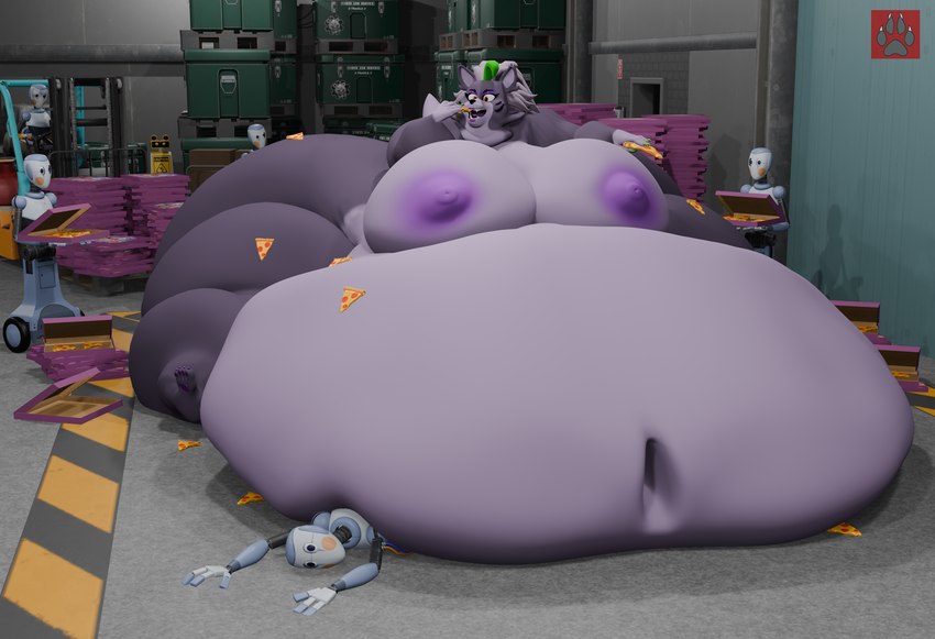 anthro belly big_belly big_breasts big_butt breasts butt chubby_cheeks container crushing_object double_chin eating female food forklift huge_belly huge_breasts huge_butt huge_hips huge_thighs hyper hyper_belly hyper_breasts hyper_butt immobile machine morbidly_obese morbidly_obese_female nude nude_anthro nude_female obese obese_female overweight overweight_female pizza pizza_box servant slob smothering solo storage_room thick_thighs warehouse weight_gain wide_hips vep125 five_nights_at_freddy's five_nights_at_freddy's:_security_breach scottgames steel_wool_studios roxanne_wolf animatronic robot 3d_(artwork) digital_media_(artwork) hi_res