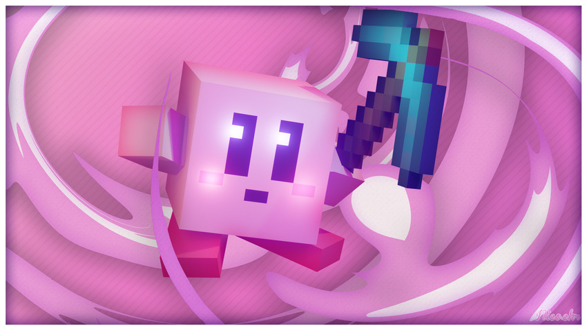 abstract_background ambiguous_gender black_eyes border diamond_pickaxe feet not_furry nude pickaxe pink_background pink_body pink_hands pink_skin pupils red_feet rosy_cheeks simple_background solo square square_eyes square_pupils standing unusual_eyes unusual_pupils white_border nicochr1 kirby_(series) microsoft minecraft mojang nintendo super_smash_bros. super_smash_bros._ultimate xbox_game_studios kirby alien waddling_head diamond_(disambiguation) 16:9 2020 3d_(artwork) crossover digital_media_(artwork) hi_res widescreen