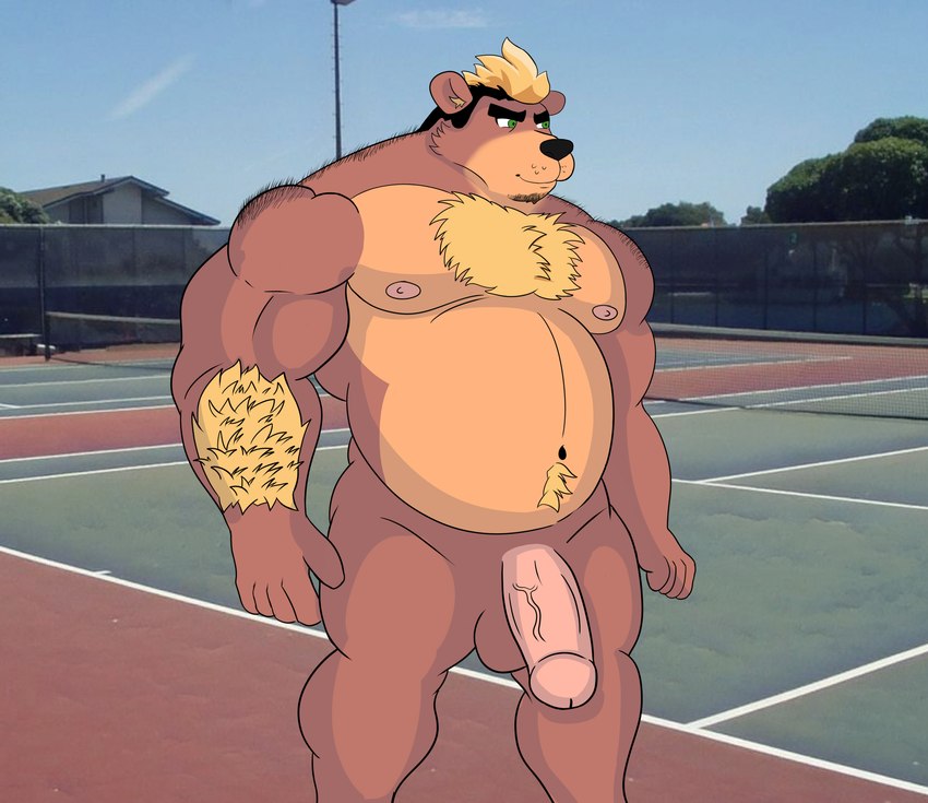 anthro big_penis dominant dominant_male genitals male muscular penis shoulder_hair solo extracurricular_activities harold_grifter obito_(obitothewolf) bear mammal absurd_res hi_res