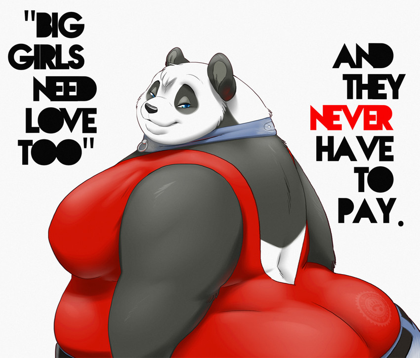 anthro blue_eyes clothed clothing female looking_at_viewer obese obese_anthro obese_female overweight overweight_anthro overweight_female smile solo gillpanda gillpanda_(character) bear giant_panda mammal