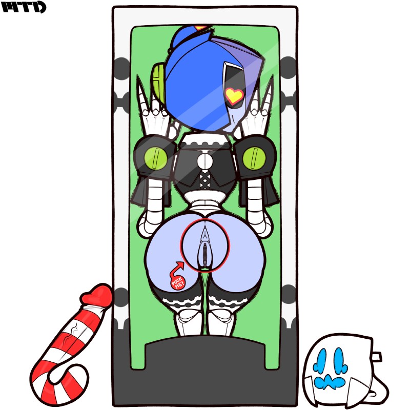 anus big_butt butt candy candy_cane dessert female food genitals heart_eyes heart_symbol holidays improvised_dildo improvised_sex_toy machine not_furry pussy solo marthedog christmas alt_h34 robot 1:1 2016 absurd_res hi_res