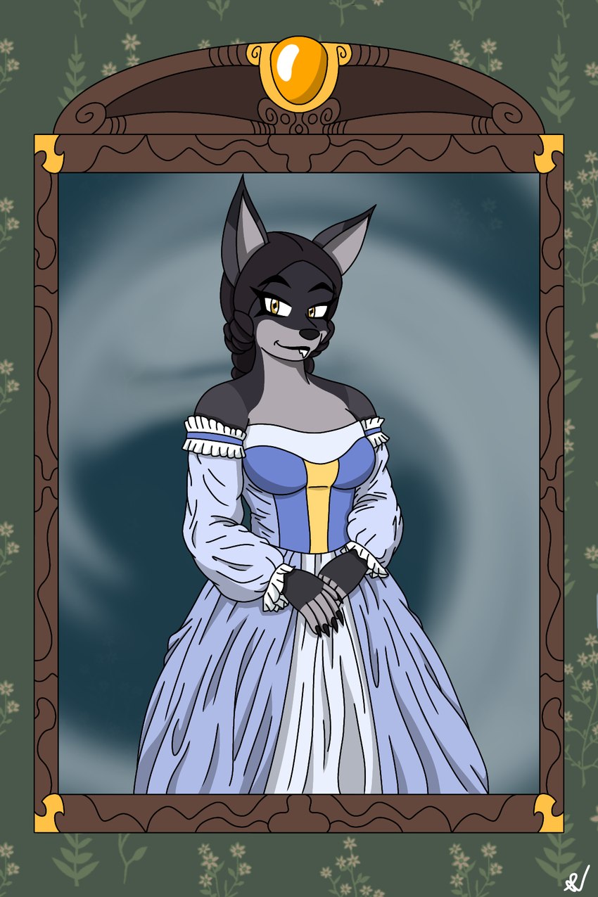 anthro blue_clothing blue_dress breasts clothing dress female indigenous potrait solo victorian shenvalor akokisaverse naupum canid canine canis coyote mammal 2:3 hi_res tagme