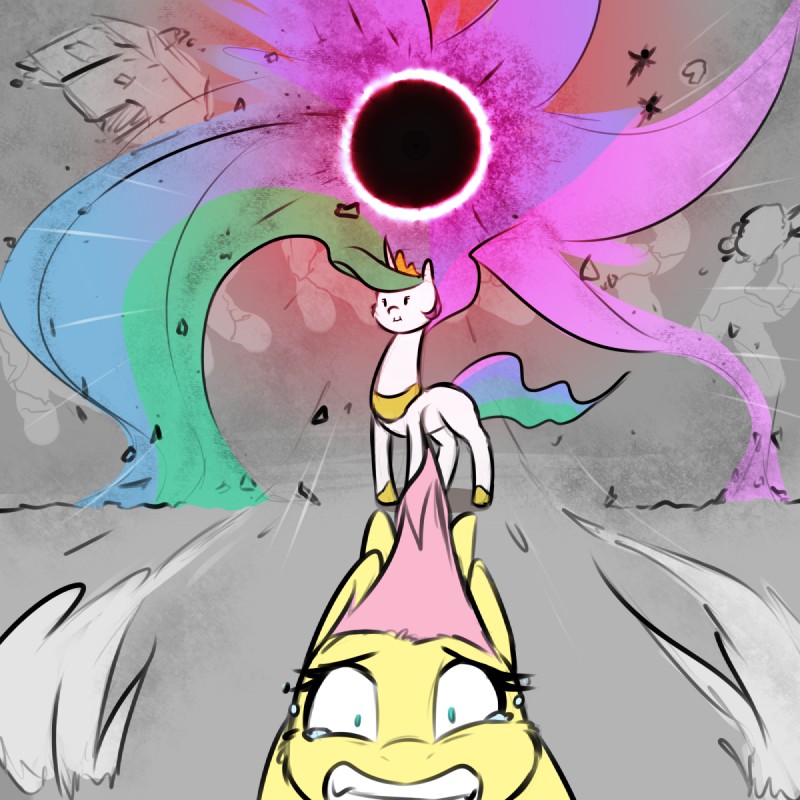 fluttershy and princess celestia (friendship is magic and etc) created by pudgeruffian