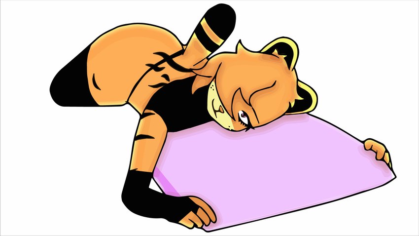 alternative_fashion anthro big_butt black_clothing butt clothing female goth hair hair_over_eyes hug hugging_object hugging_pillow pillow thick_thighs unknown_artist garfield_(series) garfield_the_cat gothfield domestic_cat felid feline felis humanoid mammal hi_res