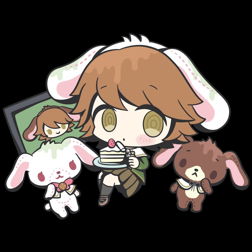 :3 :< :> :o alter_ego anthro barefoot big_eyes big_head bottomwear bow_tie brown_body brown_ears brown_eyes brown_fur brown_hair brown_nose cake chibi clothed clothing computer cosplay dessert electronics eyelashes featureless_crotch feet female femboy floppy_ears food footwear frown frowning_at_viewer fruit fur glistening glistening_eyes green_body green_ears green_eyes green_hair group hair hand_on_face happy head_tilt holding_cake holding_food holding_object legwear long_ears looking_at_viewer male multicolored_body multicolored_ears multicolored_hair noseless nude o_o open_mouth owo pink_ears plant plate plushie pose rabbit_ears raised_arm red_eyes red_nose round_ears round_head school_uniform scut_tail shadow shirt shoes short_hair short_tail simple_background simple_eyes sitting size_difference skirt smile smiling_at_viewer socks standing stitch_(sewing) stockings strawberry style_emulation tail tan_body tan_ears tan_skin toony topwear transparent_background trio two_tone_body two_tone_ears two_tone_hair uniform white_body white_ears white_fur white_tail wide_eyed unknown_artist danganronpa danganronpa:_trigger_happy_havoc sanrio spike_chunsoft sugar_bunnies alter_ego_(chihiro) chihiro_fujisaki kurousa_(sugar_bunnies) shirousa_(sugar_bunnies) animate_inanimate human lagomorph leporid living_plushie mammal rabbit 1:1 2021 absurd_res alpha_channel crossover hi_res official_art brother_(lore) sibling_(lore) sister_(lore) twins_(lore)