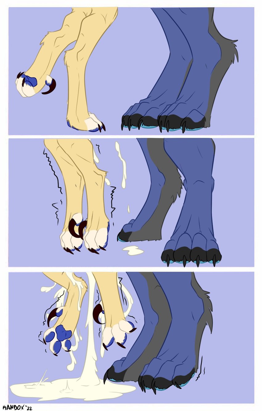 4_toes 5_toes ambiguous_gender ambiguous_penetration anthro anthro_on_anthro anthro_penetrated anthro_penetrating anthro_penetrating_anthro blue_body blue_fur blue_pawpads bodily_fluids claws close-up comic_panel cum cum_drip cum_drop cum_overflow cum_pool cum_pooling cum_string curling_toes dangling_doggystyle dangling_feet dangling_legs digitigrade doggystyle dripping duo excessive_cum excessive_genital_fluids faceless_character faceless_male feet foot_focus from_behind_position fur genital_fluids hindpaw leaking_cum leg_cropped_sex leg_focus lifting_partner male multicolored_body multicolored_fur obscured_penetration offscreen_sex on_one_leg on_two_legs pawpads paws penetration penile penile_penetration sex shaking shivering size_difference spread_toes standing standing_sex toes white_body white_fur yellow_body yellow_fur kandox_tekzer epic_poggers_amongus mythology gyan_nightwolf_(character) kandox_tekzer_(character) canid canid_demon canine canis demon hellhound humanoid mammal mythological_canine mythological_creature wolf comic hi_res meme redraw female_(lore) male_(lore)