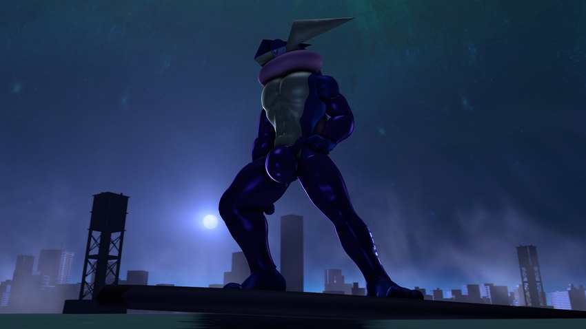 abs anthro arm_warmers armwear big_bulge blue_body bulge city city_background cityscape clothed clothed_anthro clothed_male clothing countershade_torso countershading glistening glistening_body leg_warmers legwear long_tongue low-angle_view male male_anthro moon muscular muscular_anthro muscular_male night pecs sky solo speedo surfing swimwear tan_body tan_countershading tongue tongue_out water aceydrgn nintendo pokemon generation_6_pokemon greninja pokemon_(species) 16:9 2024 3d_(artwork) digital_media_(artwork) hi_res source_filmmaker_(artwork) widescreen