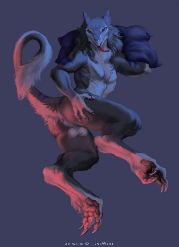 anthro anus balls biped butt claws fur genitals hair looking_at_viewer male nude pawpads paws presenting presenting_hindquarters solo tail tongue tongue_out lynxwolf2 suborak_(threvin) mammal sergal 2019 hi_res