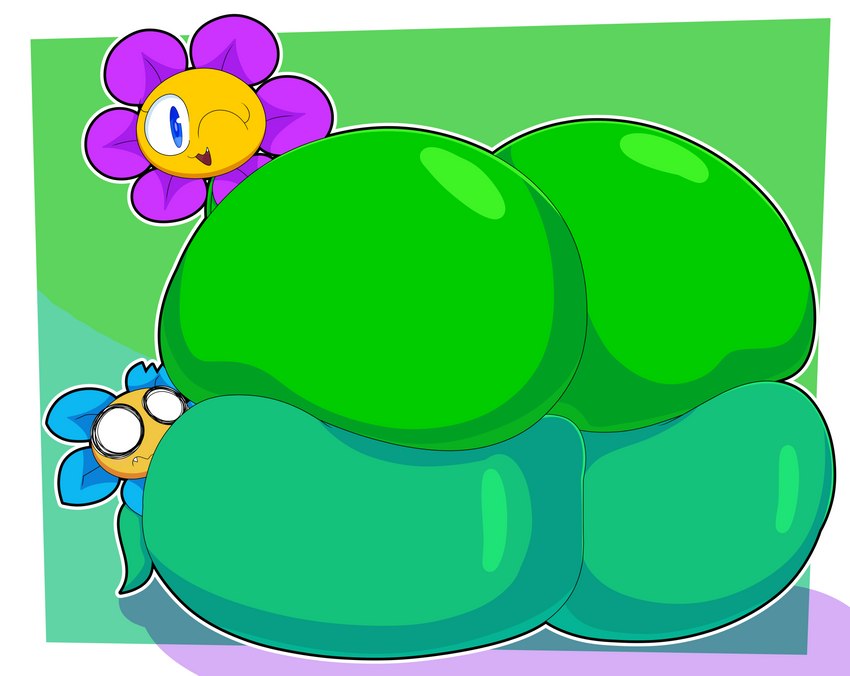 big_butt blue_eyes butt butt_stack duo female flower glistening glistening_butt green_body huge_butt hyper hyper_butt looking_at_viewer looking_back male male/female not_furry nude one_eye_closed open_mouth plant rear_view smile wink cyandrive98 flower_(cyandrive98) sunny_(cyandrive98) elemental_creature elemental_humanoid flora_fauna flower_creature flower_humanoid humanoid plant_humanoid absurd_res hi_res cousins_(lore)