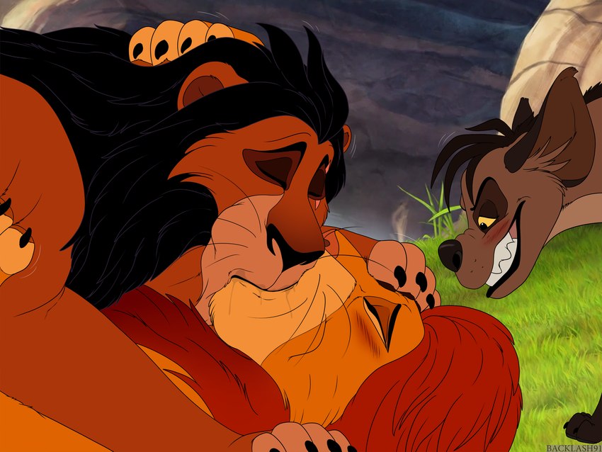 being_watched blush blush_lines duo eyes_closed female feral feral_on_feral french_kissing holding_head intraspecies kissing looking_at_another male male/male outside smile backlash91 conditional_dnp disney the_lion_king scar_(the_lion_king) shenzi_(the_lion_king) simba_(the_lion_king) felid hyena lion mammal pantherine spotted_hyena 2023 4:3 hi_res incest_(lore) nephew_(lore) uncle_(lore) uncle_and_nephew_(lore)